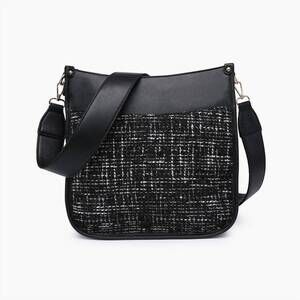 NEW JEN & CO. women's kate crossbody bag in tweed black